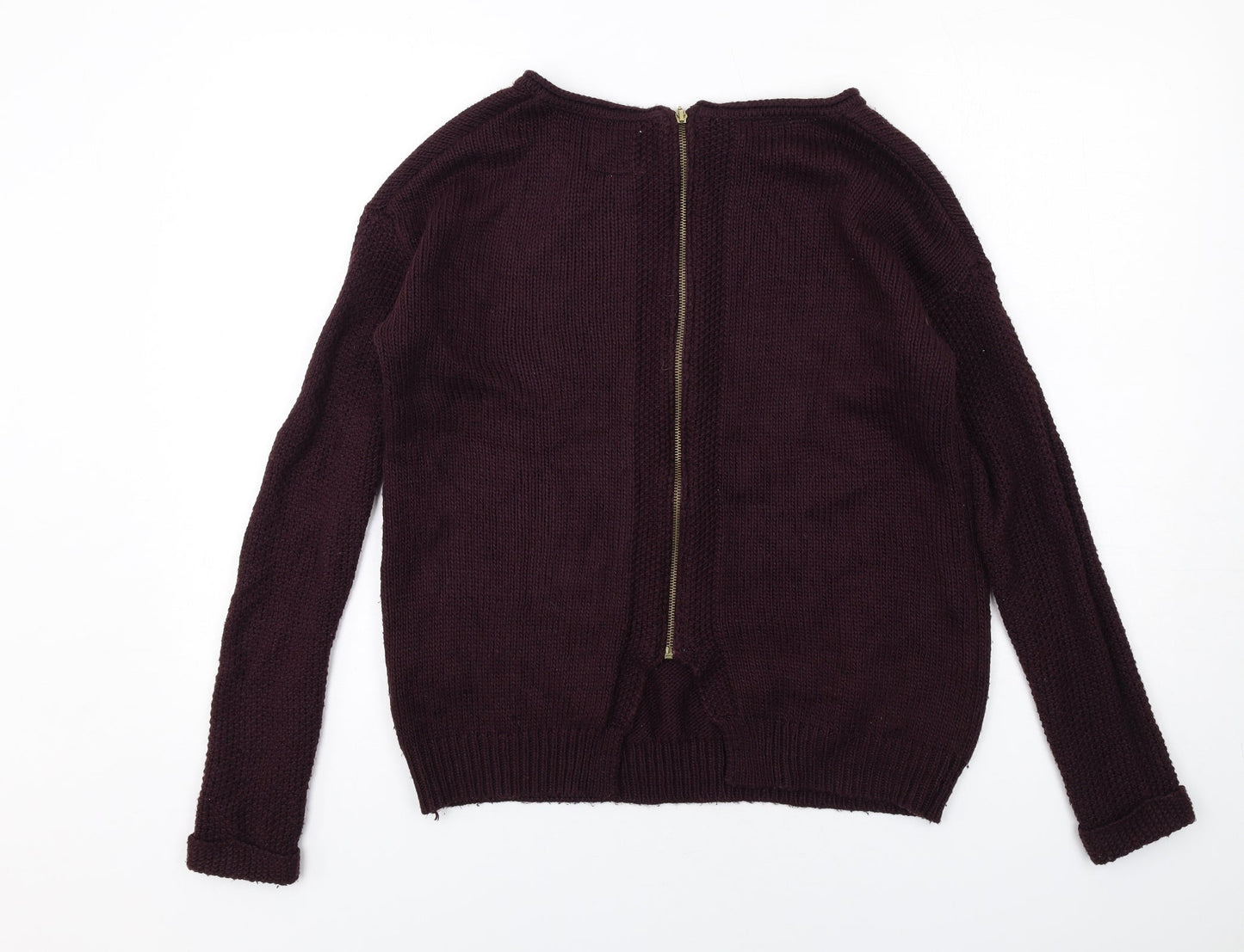 New Look Womens Purple Round Neck Acrylic Pullover Jumper Size S