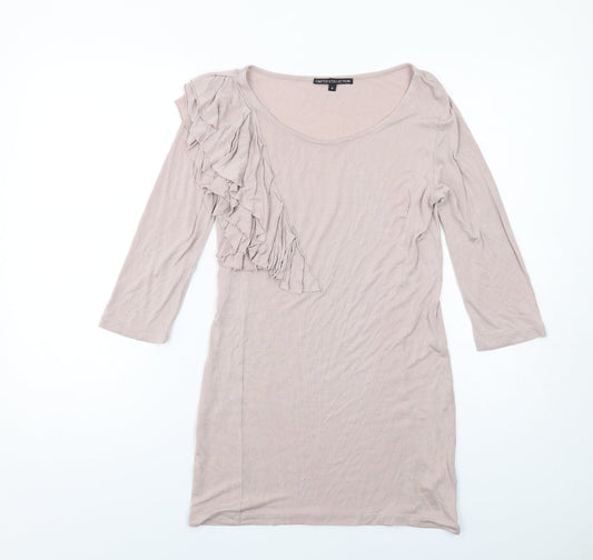 Limited Collection Womens Beige Viscose A-Line Size 8 Scoop Neck Pullover