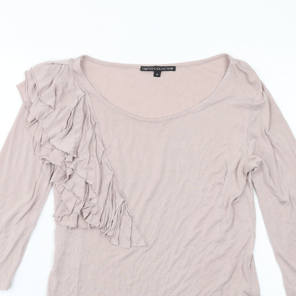 Limited Collection Womens Beige Viscose A-Line Size 8 Scoop Neck Pullover