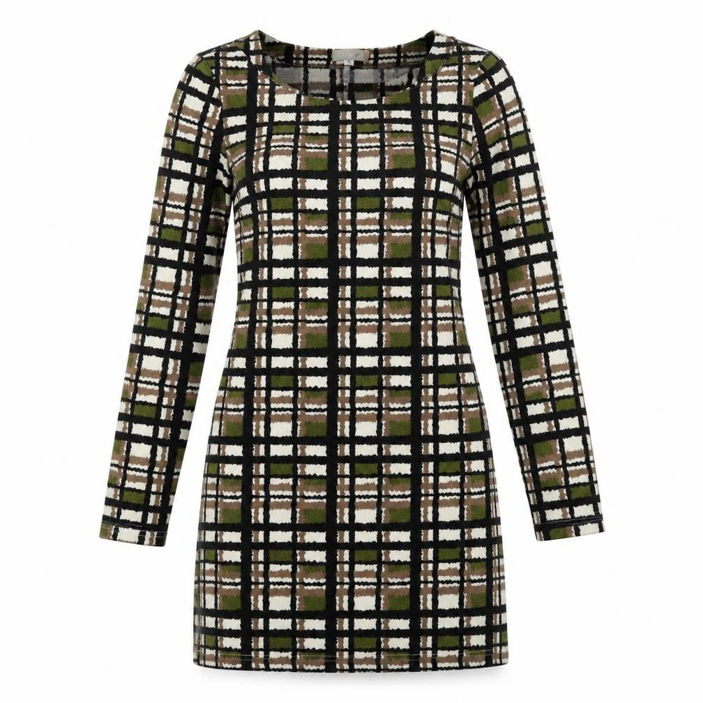 Le Crel Womens Green Geometric Acrylic Mini Size S Boat Neck Pullover