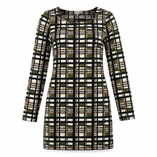 Le Crel Womens Green Geometric Acrylic Mini Size S Boat Neck Pullover