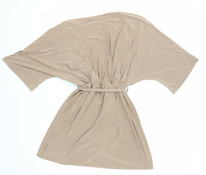 PRETTYLITTLETHING Womens Beige Polyester A-Line Size 10 V-Neck Pullover