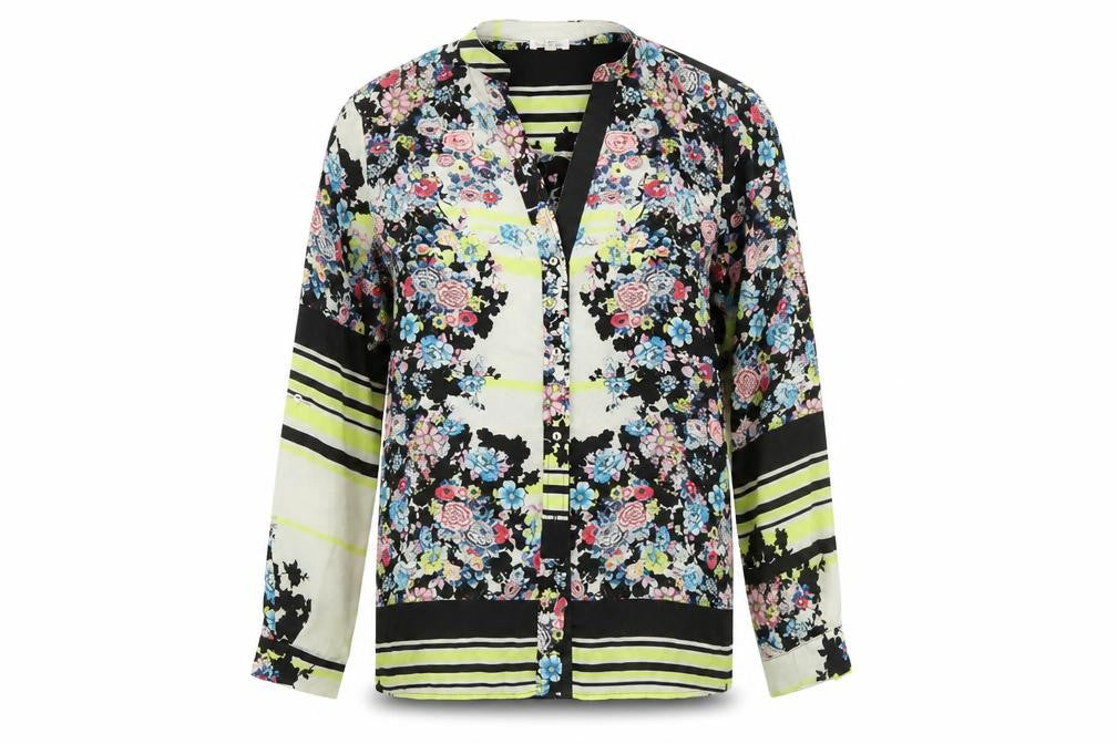 River Island Womens Multicoloured Floral Polyester Basic Button-Up Size 8 V-Neck