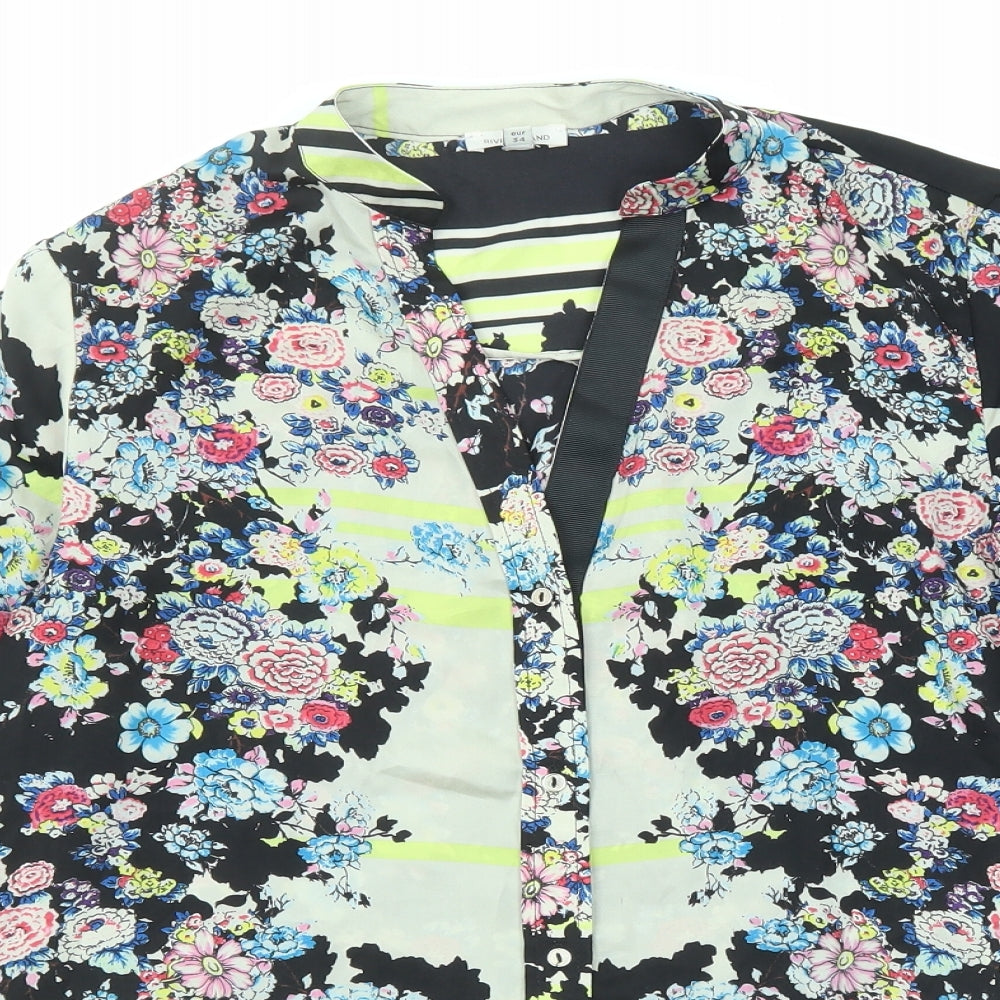 River Island Womens Multicoloured Floral Polyester Basic Button-Up Size 8 V-Neck
