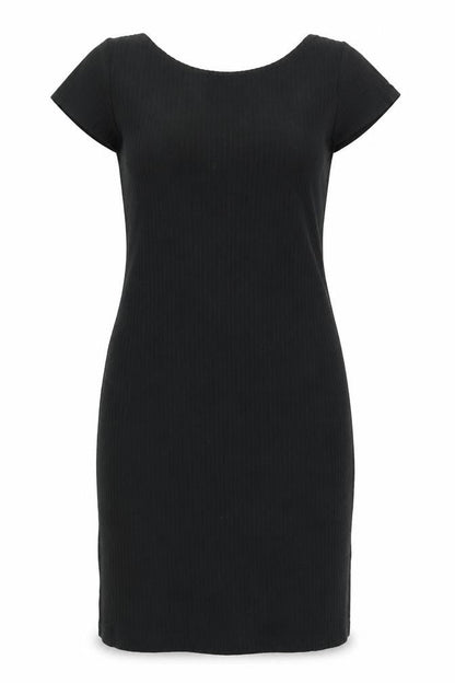 Front view of Only women’s black polyester shift, size XL, boat neck pullover