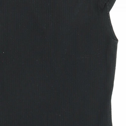 Close-up detail of Only women’s black polyester shift, size XL, boat neck pullover