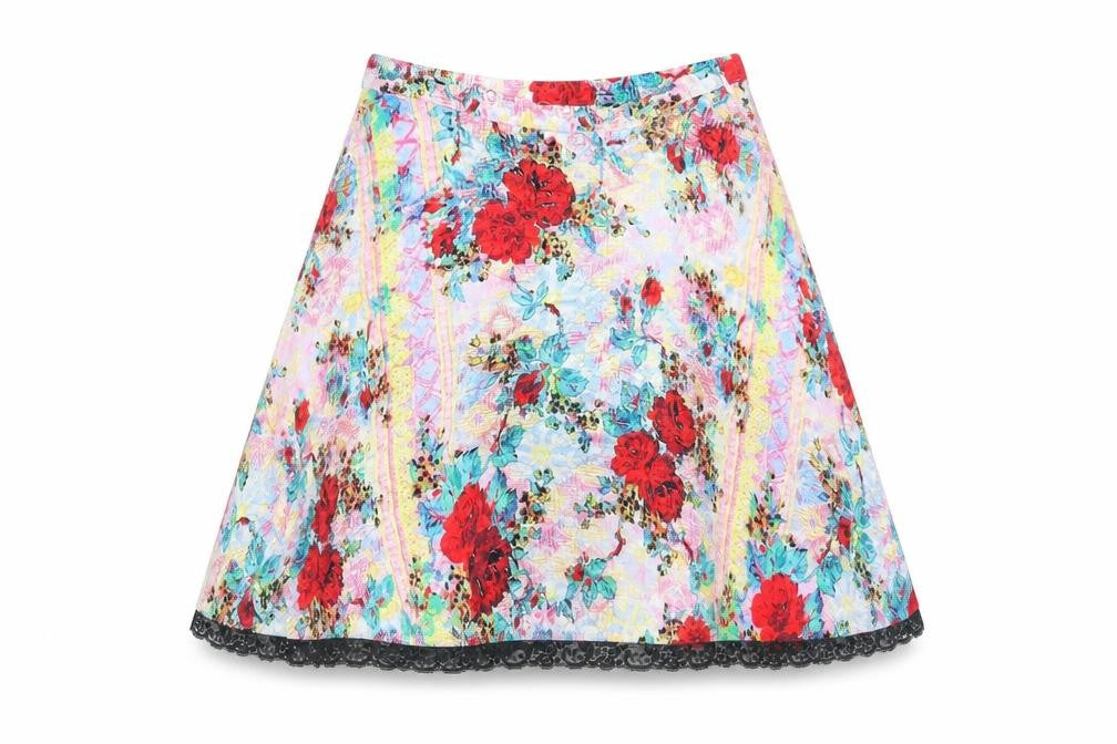 Mink Pink Womens Multicoloured Floral Viscose Skater Skirt Size S Zip
