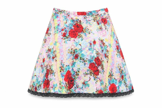 Mink Pink Womens Multicoloured Floral Viscose Skater Skirt Size S Zip