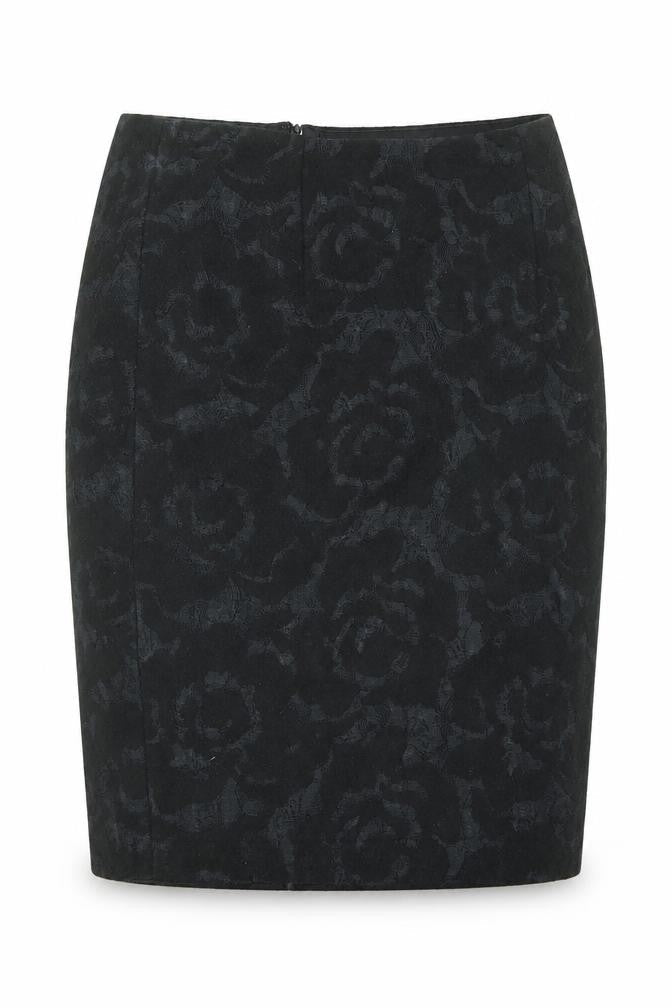 Clements Ribeiro Womens Black Floral Polyester Straight & Pencil Skirt Size 10 Zip