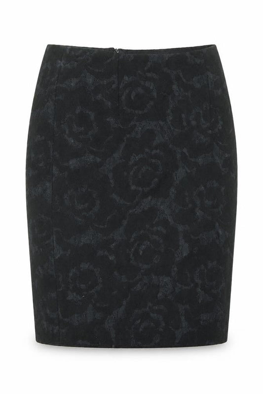 Clements Ribeiro Womens Black Floral Polyester Straight & Pencil Skirt Size 10 Zip