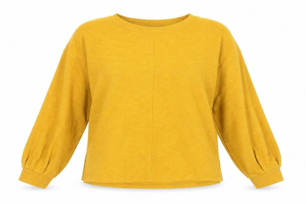 H&M Womens Yellow Polyester Basic Blouse Size S Round Neck