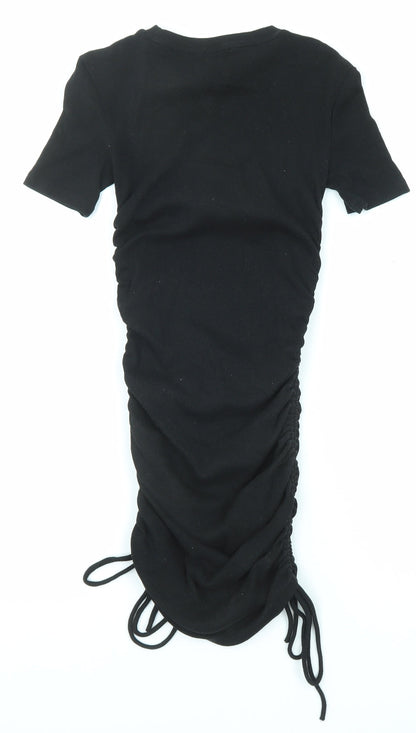 Zara Womens Black Cotton Bodycon Size S Round Neck Pullover