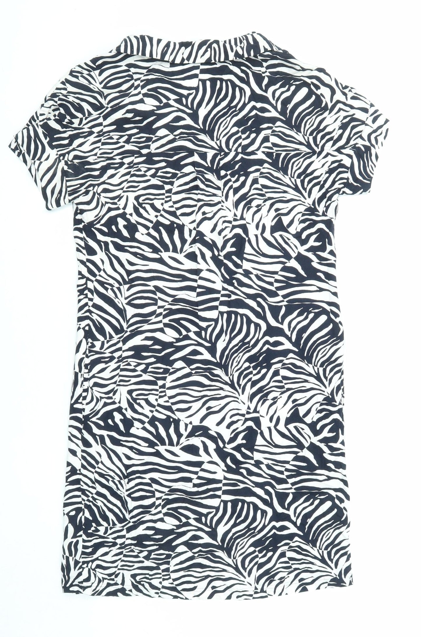 Marks and Spencer Womens Blue Geometric Viscose A-Line Size 8 V-Neck Pullover