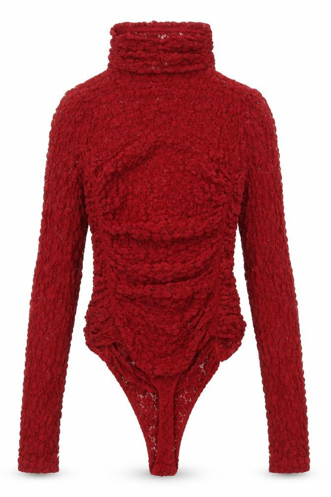 Intimataly Womens Red Polyester Bodysuit One-Piece Size S Snap