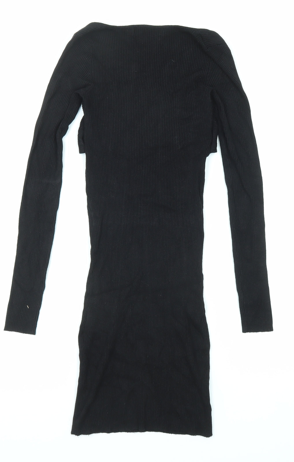 Bershka Womens Black Viscose Bodycon Size XS Scoop Neck Pullover