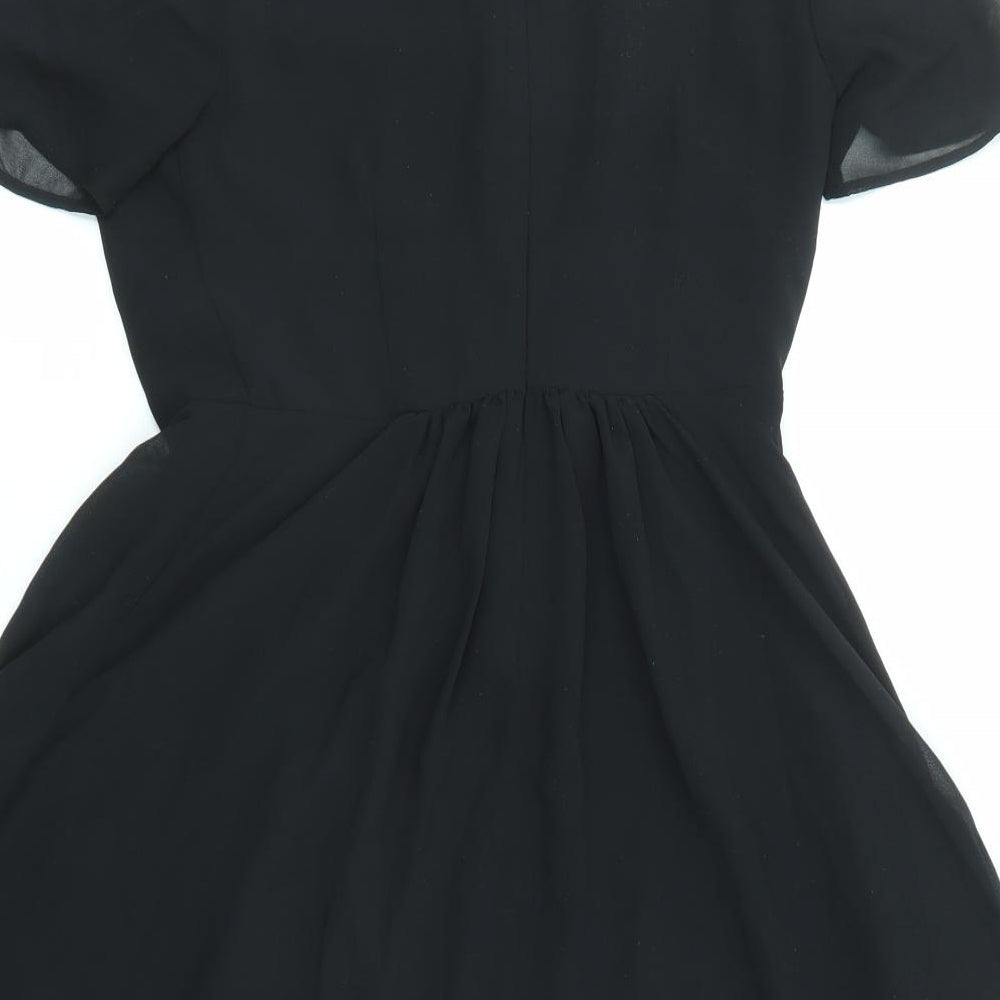 Poem Womens Black Colourblock Polyester Shift Size 10 Collared Zip