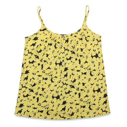 Old Navy Womens Yellow Floral 100% Cotton Camisole Tank Size S Scoop Neck