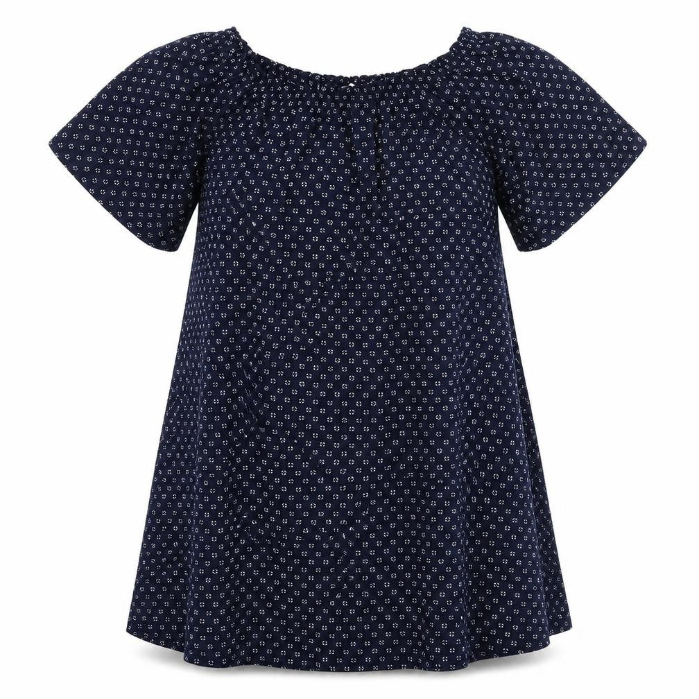 H&M Womens Blue Geometric Polyester A-Line Size XS Round Neck Pullover