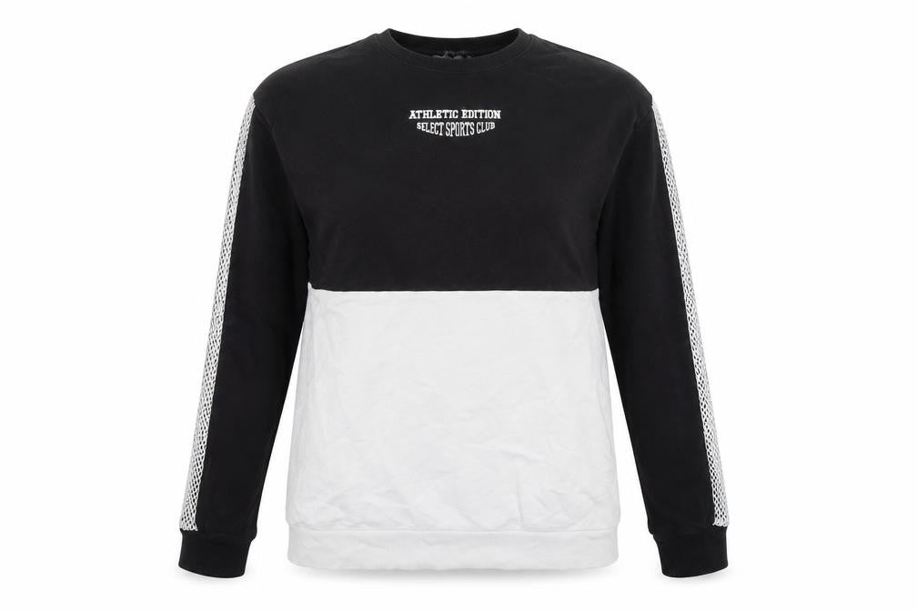 Select Womens Black Colourblock Cotton Pullover Sweatshirt Size S Pullover