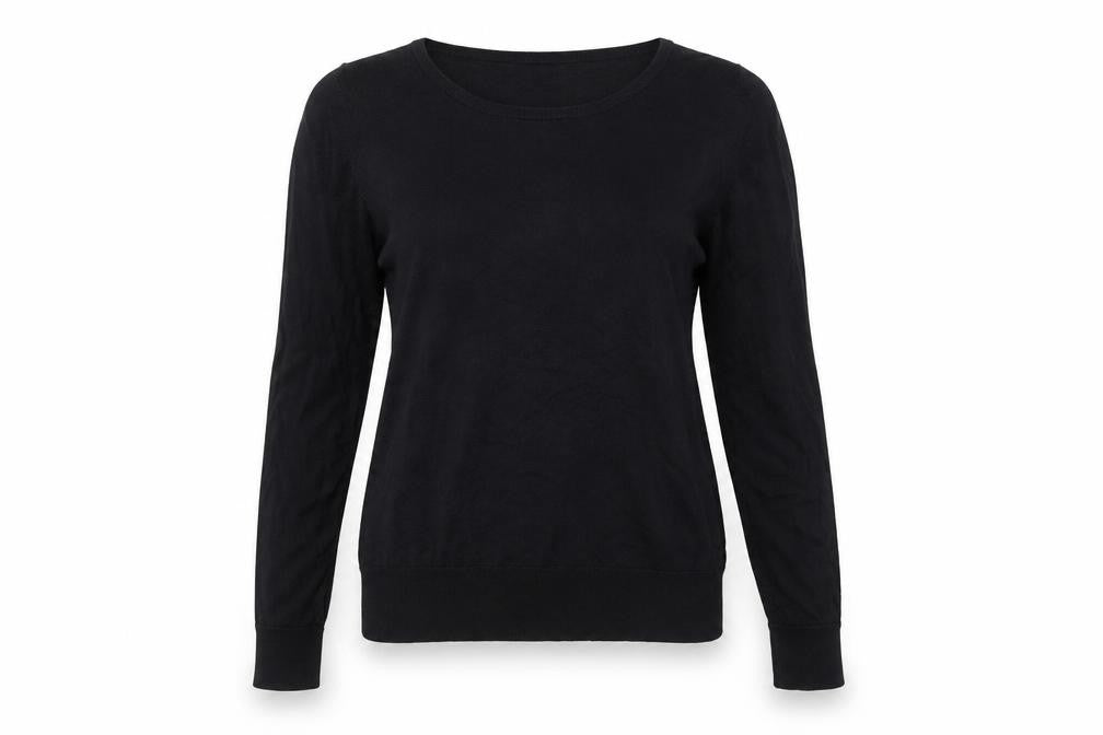 Zara Womens Black Round Neck Viscose Pullover Jumper Size L