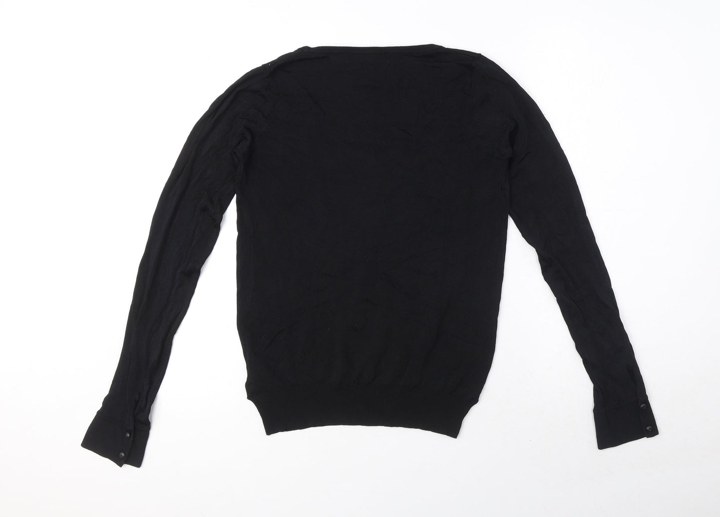 Zara Womens Black Round Neck Viscose Pullover Jumper Size L