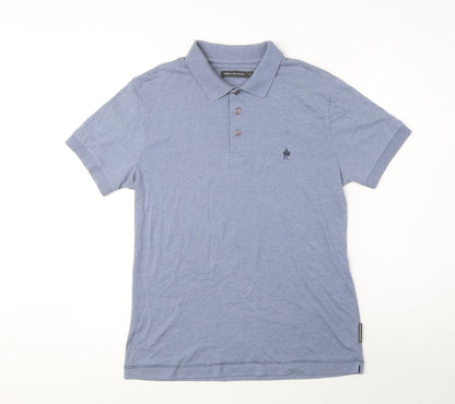 Additional front view of French Connection men’s blue cotton polo, size M, collared button