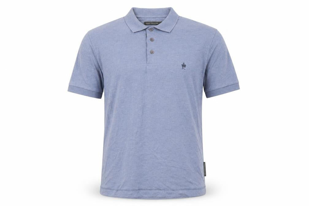 French Connection Mens Blue Cotton Polo Size M Collared Button