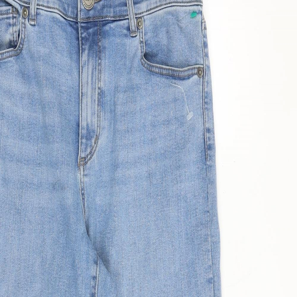 LOFT Womens Blue Cotton Wide-Leg Jeans Size 4 L25 in Regular Zip