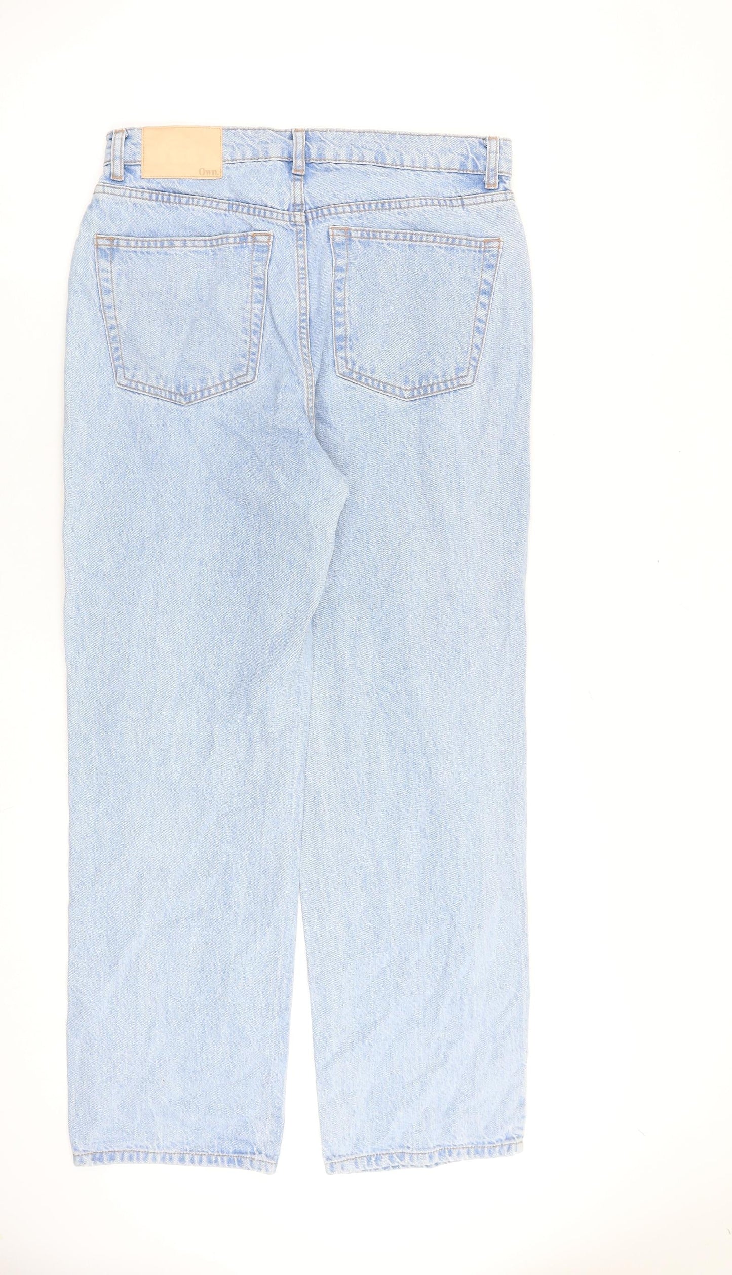 Own. Womens Blue Cotton Wide-Leg Jeans Size 30 in L30 in Regular Zip