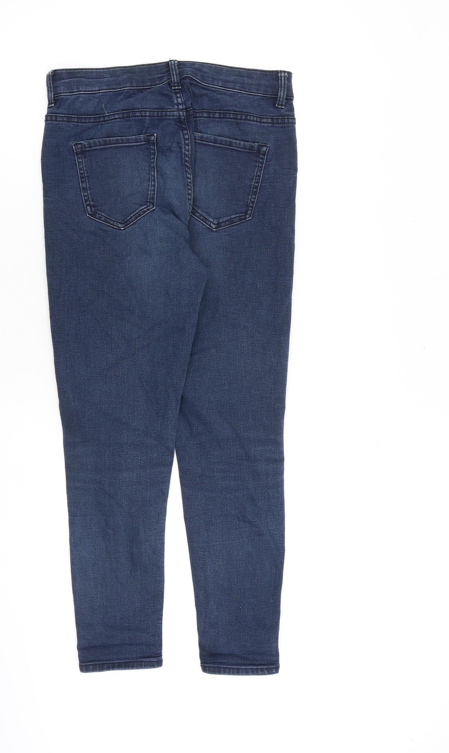 Marks and Spencer Womens Blue Cotton Skinny Jeans Size 10 L26 in Slim Zip