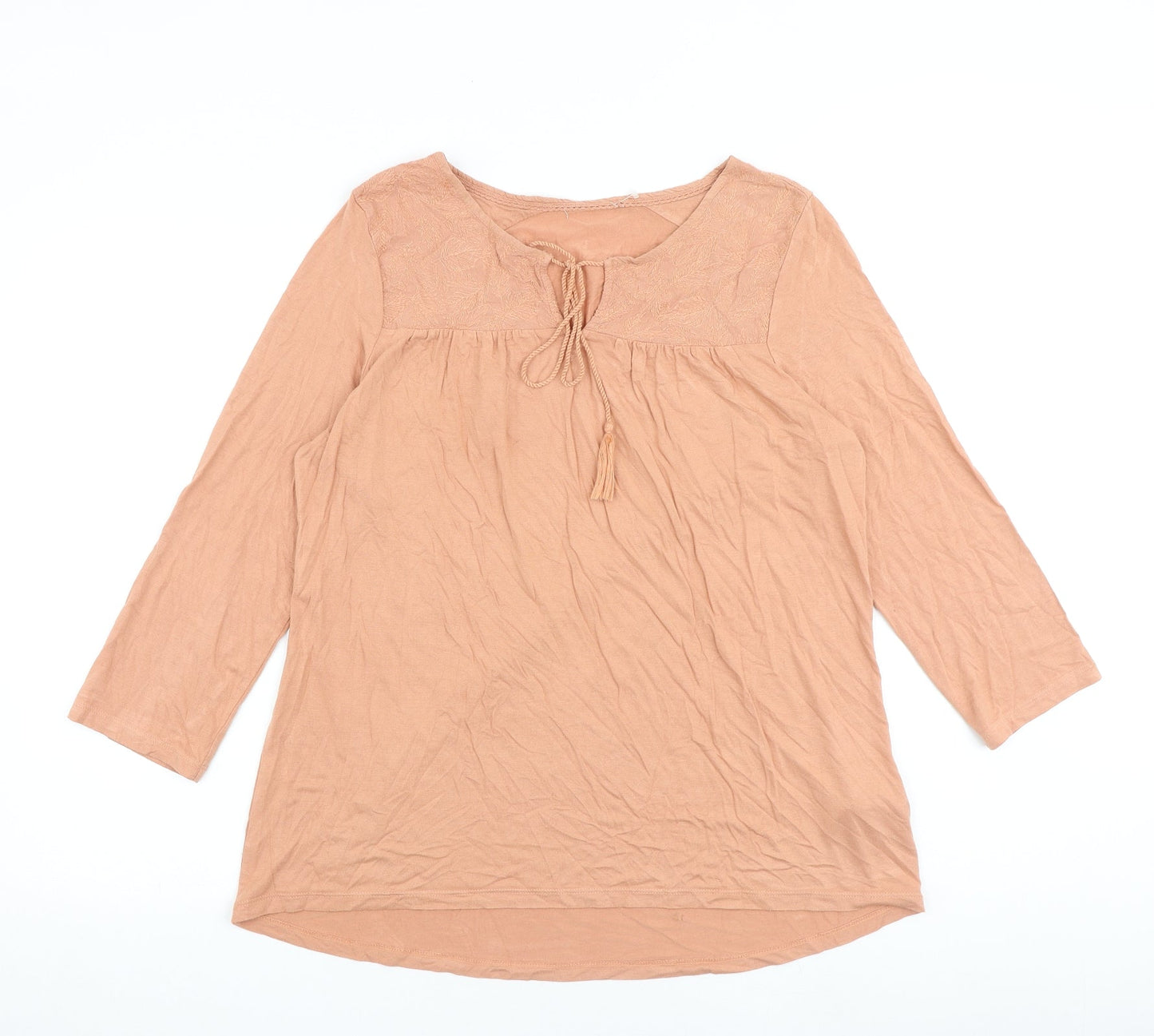 Marks and Spencer Womens Pink Viscose Basic T-Shirt Size 14 Boat Neck