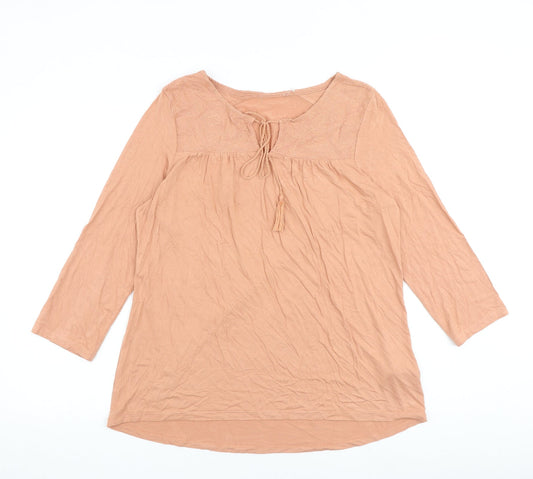 Marks and Spencer Womens Pink Viscose Basic T-Shirt Size 14 Boat Neck