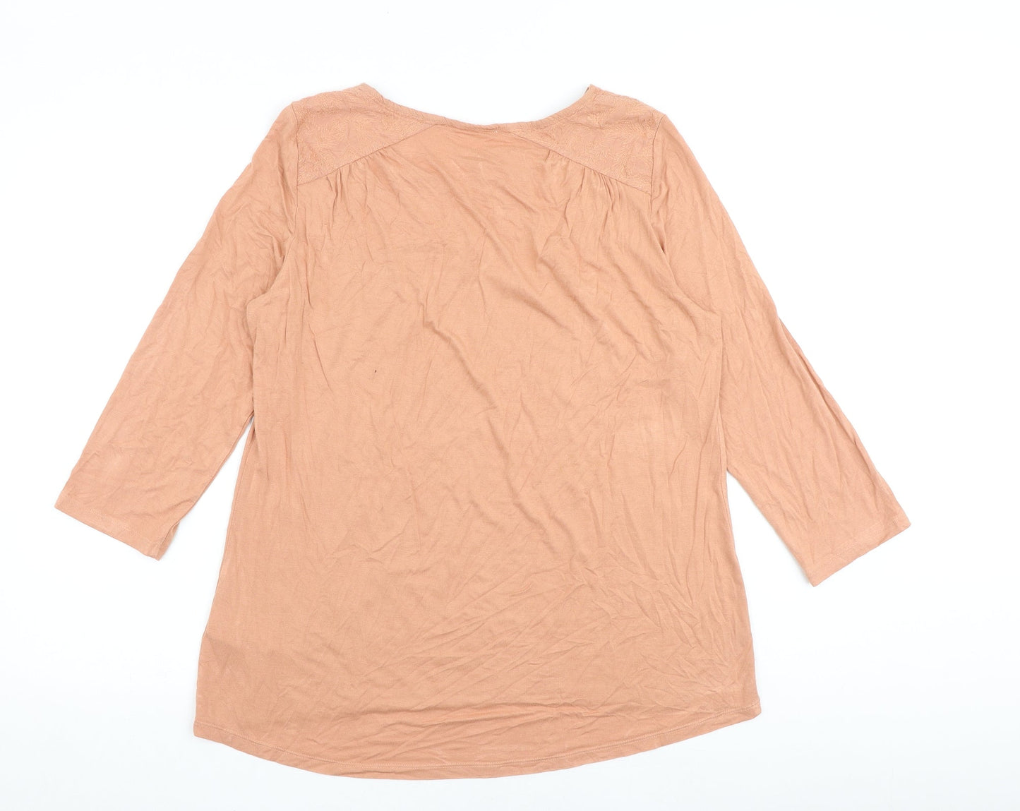 Marks and Spencer Womens Pink Viscose Basic T-Shirt Size 14 Boat Neck