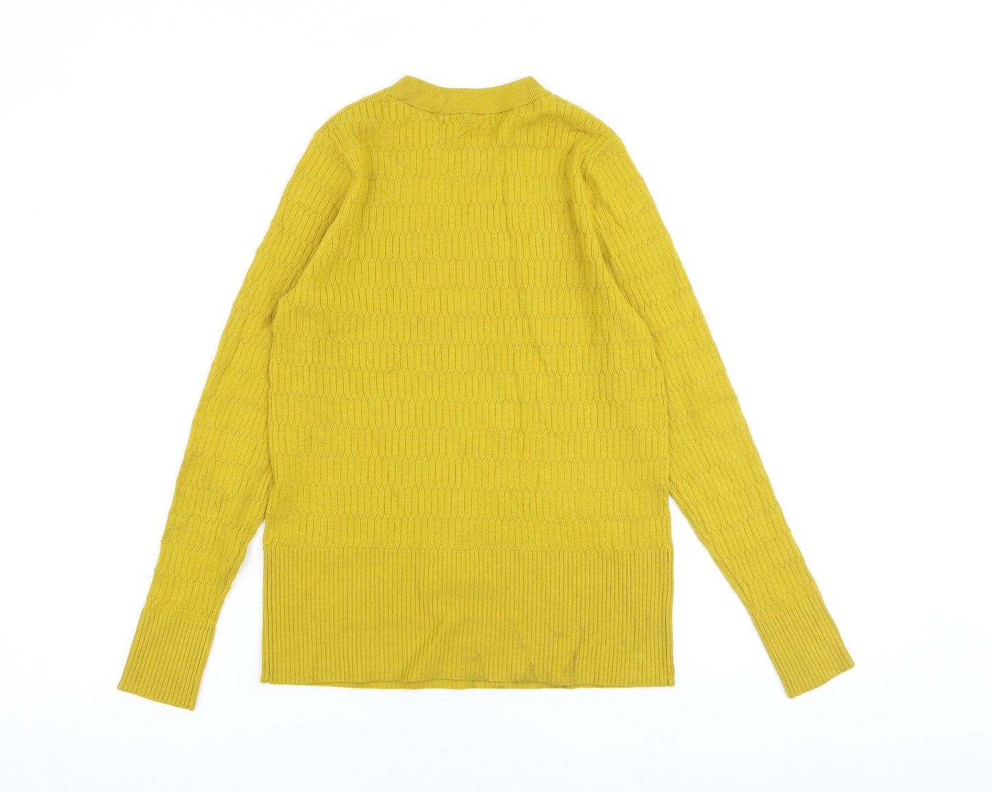 Marks and Spencer Womens Yellow Round Neck Viscose Pullover Jumper Size 14