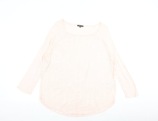 Warehouse Womens Pink Round Neck Acrylic Pullover Jumper Size 14