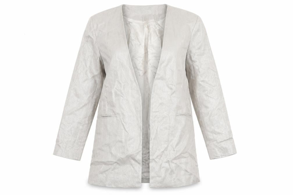 Zara Womens Beige Jacket Blazer Size L Hook & Eye