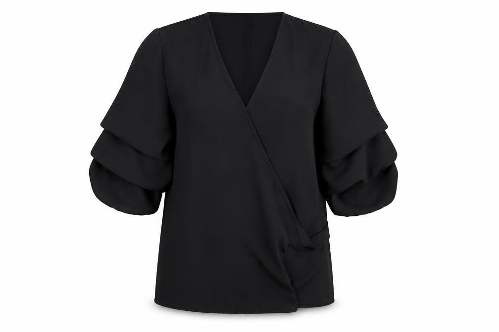Lipsy Womens Black Polyester Basic Blouse Size 12 V-Neck