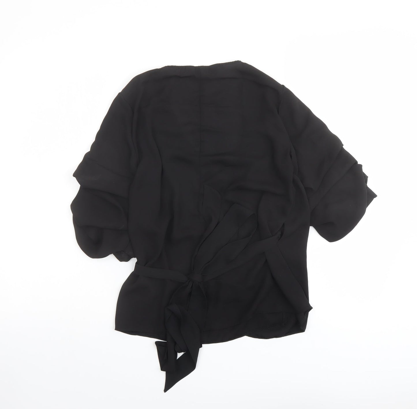 Lipsy Womens Black Polyester Basic Blouse Size 12 V-Neck