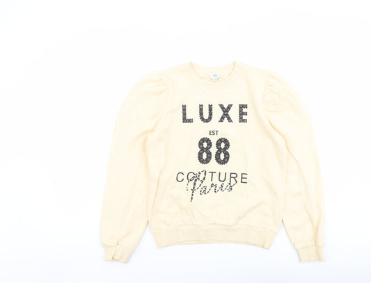 River Island Girls Yellow Cotton Pullover Sweatshirt Size 11-12 Years Pullover