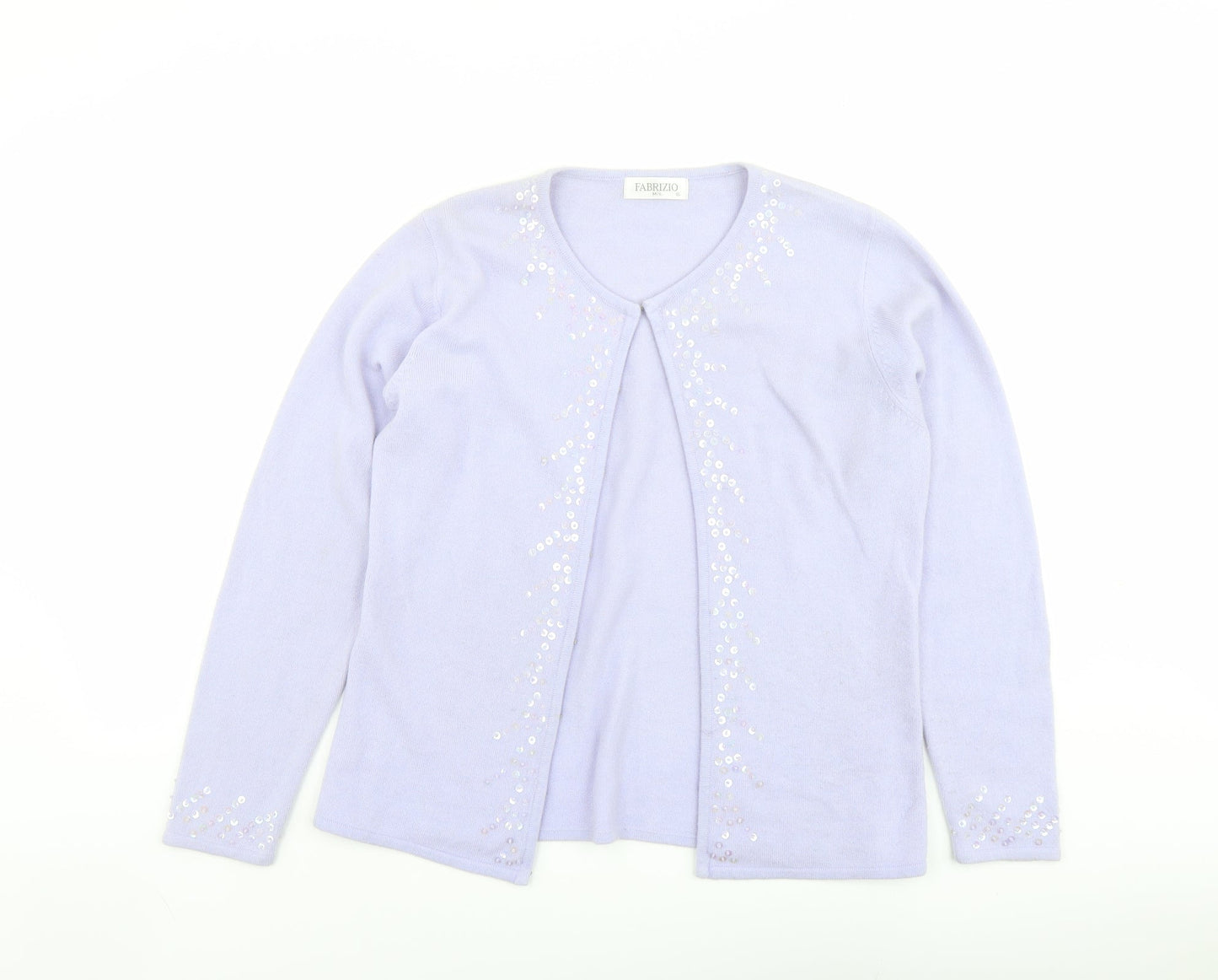 Fabrizio Womens Purple Round Neck Acrylic Cardigan Jumper Size M