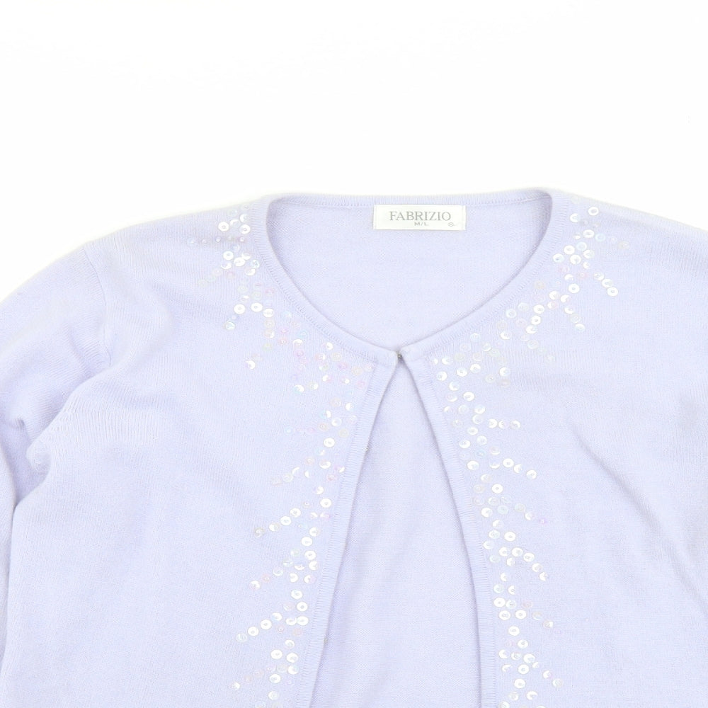 Fabrizio Womens Purple Round Neck Acrylic Cardigan Jumper Size M