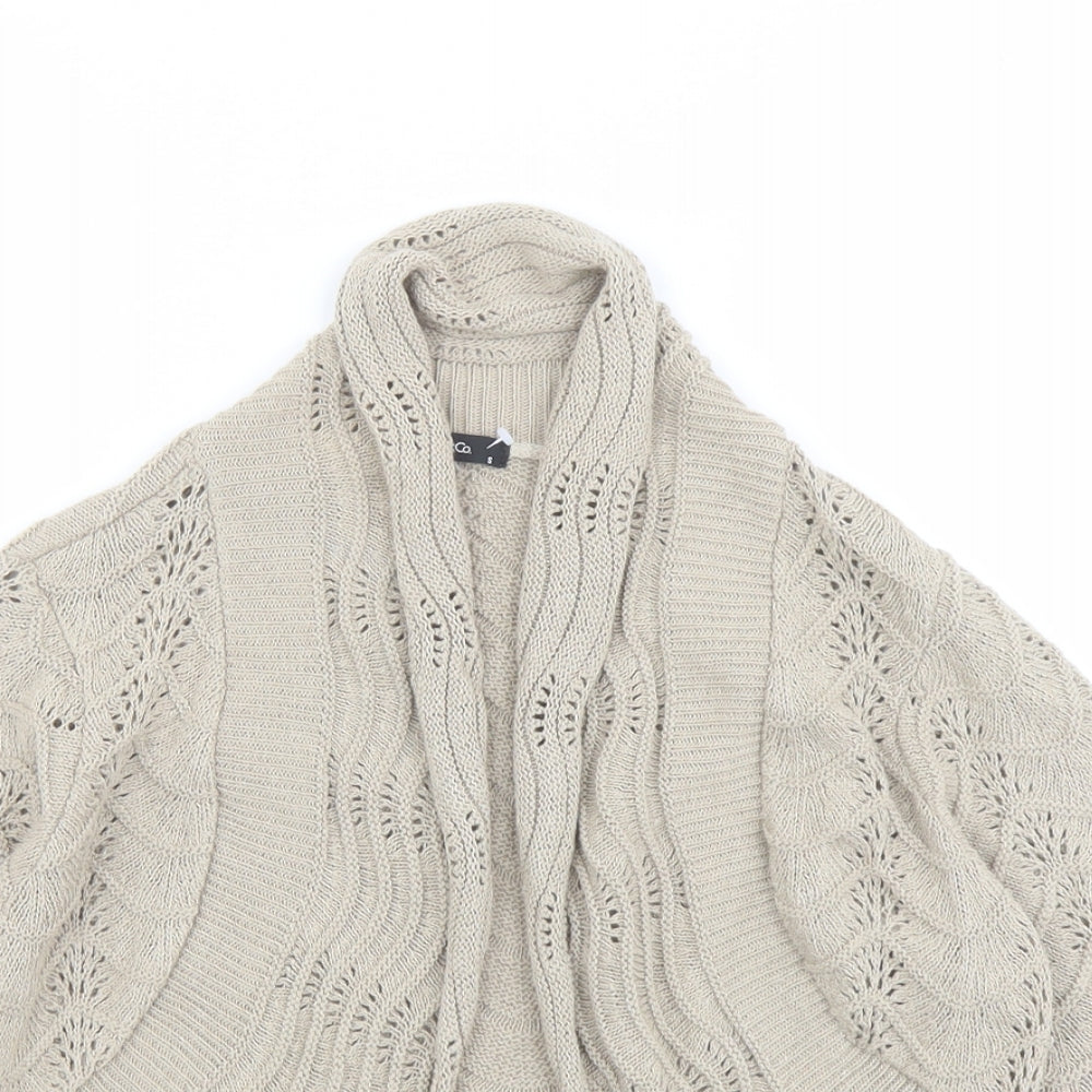 M&Co Womens Beige V-Neck Cotton Cardigan Jumper Size S