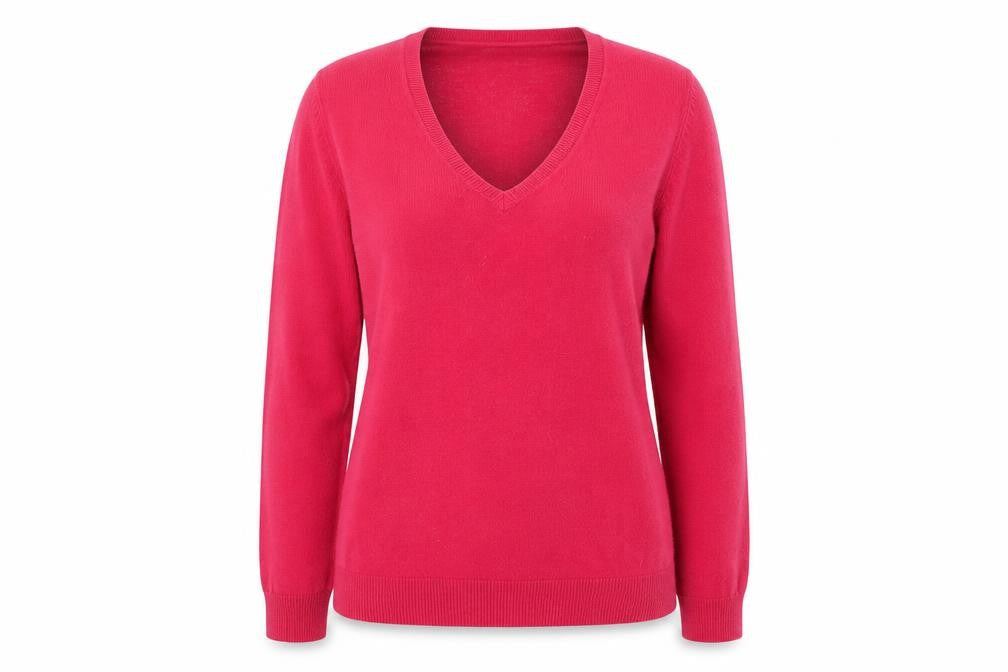 Marks & Spencer Womens Pink V-Neck Acrylic Pullover Jumper Size 10