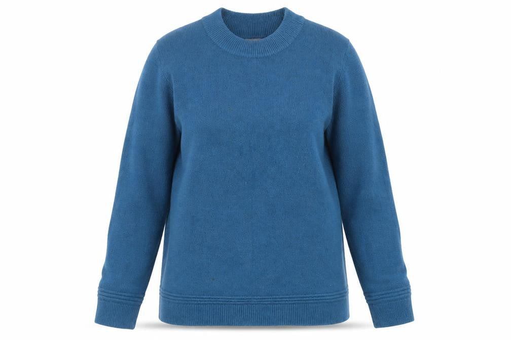 First Avenue Womens Blue Round Neck Acrylic Pullover Jumper Size L