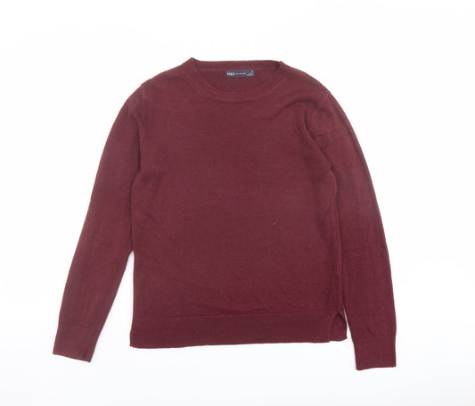 Marks and Spencer Womens Red Round Neck Acrylic Pullover Jumper Size 10