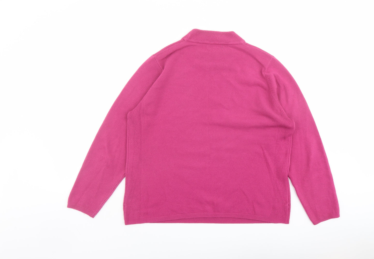 First Avenue Womens Pink Mock Neck Acrylic Pullover Jumper Size L