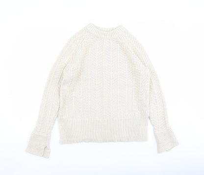 H&M Womens Ivory Round Neck Acrylic Pullover Jumper Size XS