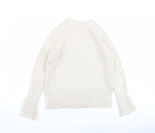 H&M Womens Ivory Round Neck Acrylic Pullover Jumper Size XS