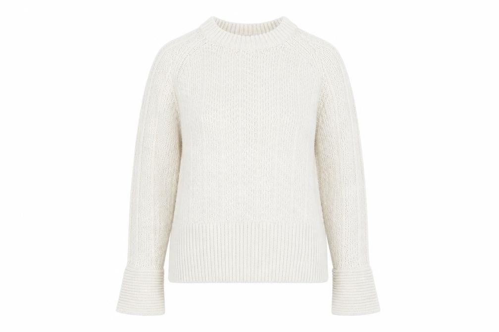 H&M Womens Ivory Round Neck Acrylic Pullover Jumper Size XS