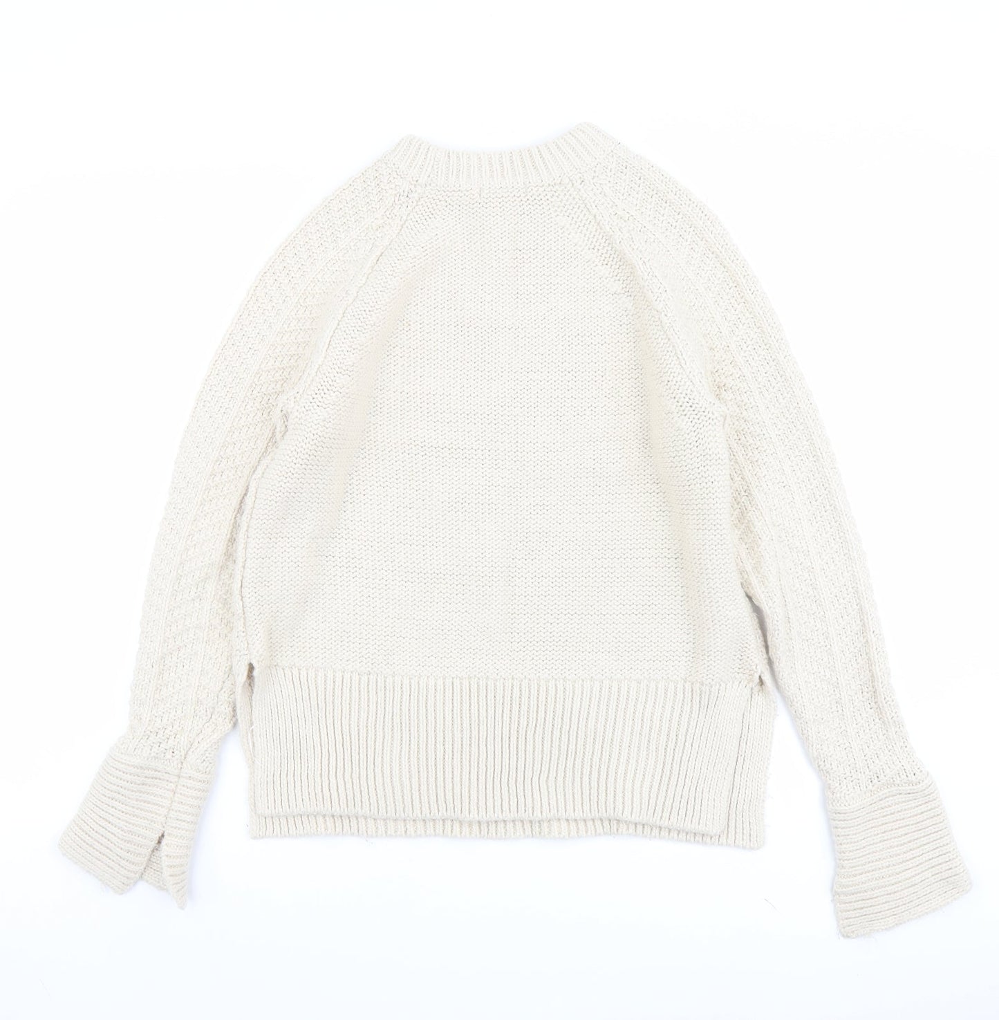 H&M Womens Ivory Round Neck Acrylic Pullover Jumper Size XS